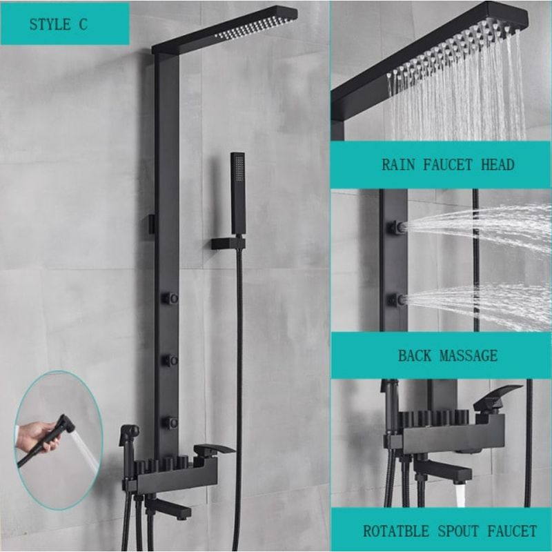 Casa si Gradina - Sanitare - Cazi si cabine de dus - Coloane si seturi de dus - Baterie dus, Blackswan, Tip M52 cu 5 functii, model negru mat, dimensiune 103 cm - Infinity.ro