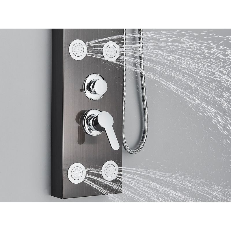 Casa si Gradina - Sanitare - Cazi si cabine de dus - Coloane si seturi de dus - Panel dus, Blackswan, Tip M7001 model negru cu cap de dus, raft depozitare si functii SPA, dimensiune 111 cm - Infinity.ro
