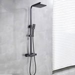 Casa si Gradina - Sanitare - Cazi si cabine de dus - Coloane si seturi de dus - Baterie dus, Blackswan, Tip M80.1 Termostat, model negru mat, dimensiune 20 cm - Infinity.ro