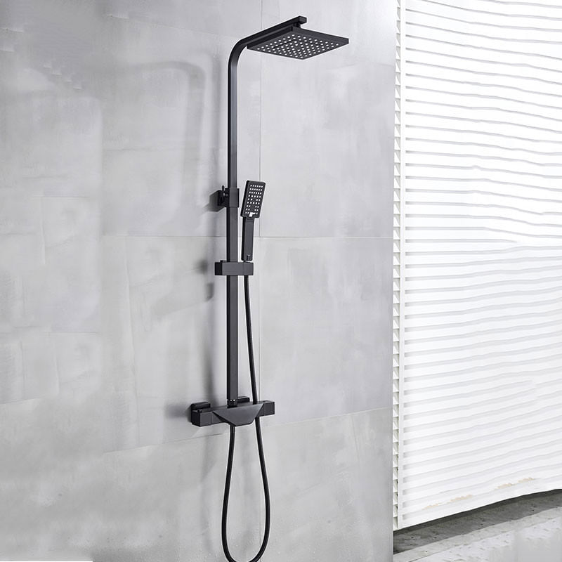 Casa si Gradina - Sanitare - Cazi si cabine de dus - Coloane si seturi de dus - Baterie dus, Blackswan, Tip M80.1 Termostat, model negru mat, dimensiune 20 cm - Infinity.ro