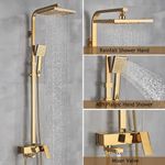 Casa si Gradina - Sanitare - Cazi si cabine de dus - Coloane si seturi de dus - Coloana dus, Blackswan, Tip M119, model auriu lucios ajustabil, cu pipa mobila, dimensiune 115 cm - Infinity.ro