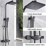 Casa si Gradina - Sanitare - Cazi si cabine de dus - Coloane si seturi de dus - Baterie dus, Blackswan, Tip M80.1 Termostat, model negru mat, dimensiune 20 cm - Infinity.ro
