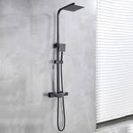 Casa si Gradina - Sanitare - Cazi si cabine de dus - Coloane si seturi de dus - Baterie dus, Blackswan, Tip M80.2 Termostat, model negru mat, dimensiune 20 cm - Infinity.ro