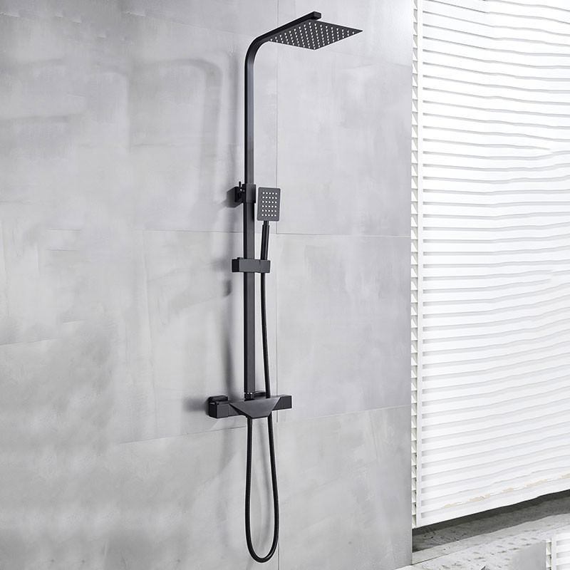 Casa si Gradina - Sanitare - Cazi si cabine de dus - Coloane si seturi de dus - Baterie dus, Blackswan, Tip M80.2 Termostat, model negru mat, dimensiune 20 cm - Infinity.ro