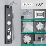Casa si Gradina - Sanitare - Cazi si cabine de dus - Coloane si seturi de dus - Panel dus, Blackswan, Tip M7004 model negru cu cap de dus, afisaj digital, pipa si functii SPA, dimensiune 111 cm - Infinity.ro