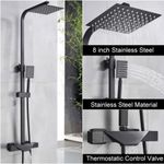 Casa si Gradina - Sanitare - Cazi si cabine de dus - Coloane si seturi de dus - Baterie dus, Blackswan, Tip M80.2 Termostat, model negru mat, dimensiune 20 cm - Infinity.ro