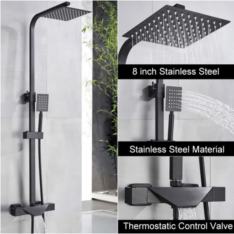 Casa si Gradina - Sanitare - Cazi si cabine de dus - Coloane si seturi de dus - Baterie dus, Blackswan, Tip M80.2 Termostat, model negru mat, dimensiune 20 cm - Infinity.ro