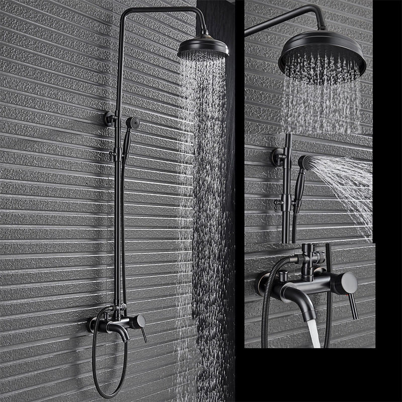 Casa si Gradina - Sanitare - Cazi si cabine de dus - Coloane si seturi de dus - Baterie dus, Blackswan, Tip M68.5, model negru antichizat, dimensiune 20 cm - Infinity.ro