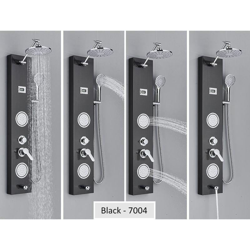 Casa si Gradina - Sanitare - Cazi si cabine de dus - Coloane si seturi de dus - Panel dus, Blackswan, Tip M7004 model negru cu cap de dus, afisaj digital, pipa si functii SPA, dimensiune 111 cm - Infinity.ro