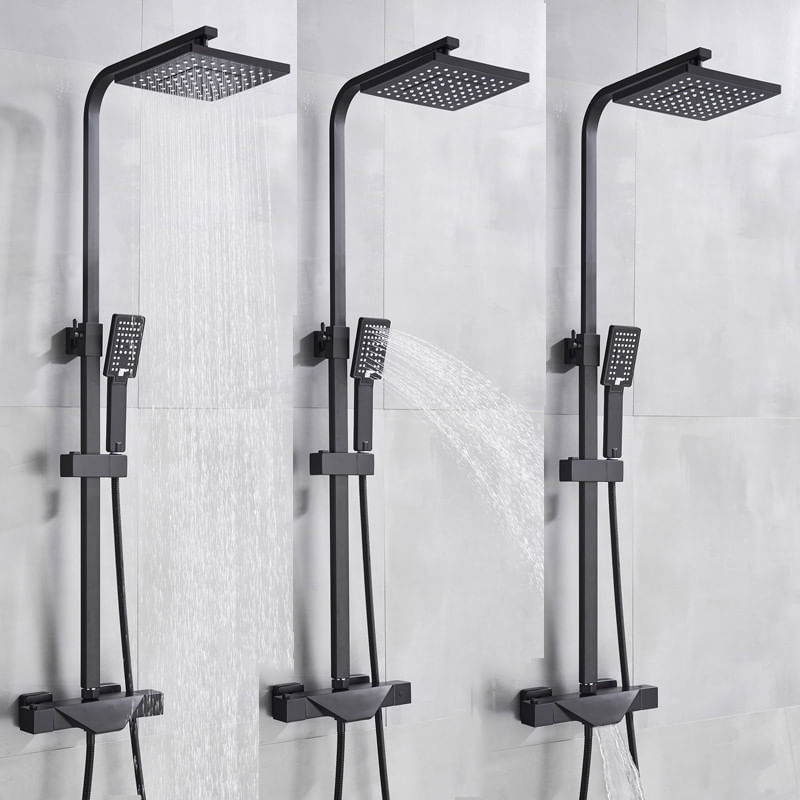 Casa si Gradina - Sanitare - Cazi si cabine de dus - Coloane si seturi de dus - Baterie dus, Blackswan, Tip M80.1 Termostat, model negru mat, dimensiune 20 cm - Infinity.ro