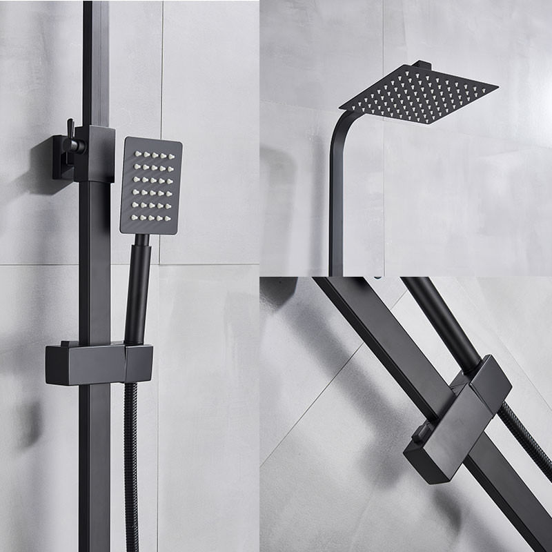 Casa si Gradina - Sanitare - Cazi si cabine de dus - Coloane si seturi de dus - Baterie dus, Blackswan, Tip M80.2 Termostat, model negru mat, dimensiune 20 cm - Infinity.ro