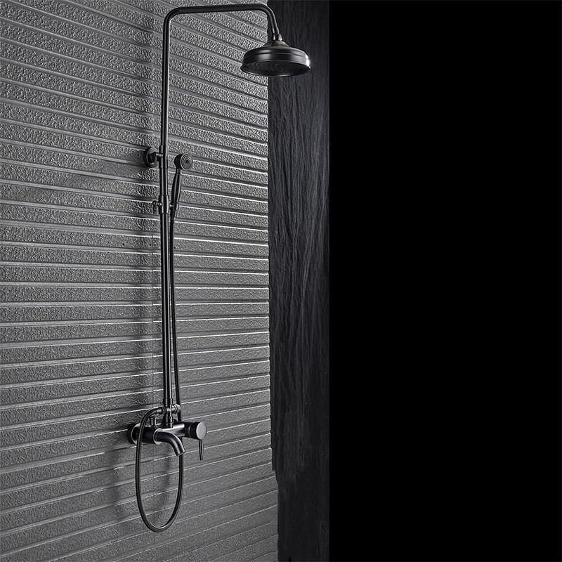Casa si Gradina - Sanitare - Cazi si cabine de dus - Coloane si seturi de dus - Baterie dus, Blackswan, Tip M68.5, model negru antichizat, dimensiune 20 cm - Infinity.ro