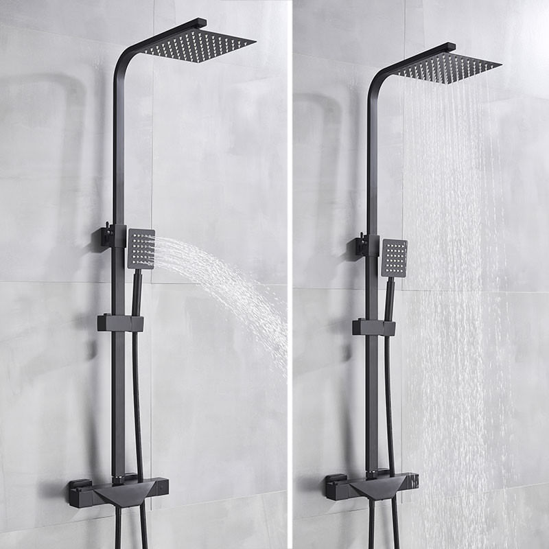 Casa si Gradina - Sanitare - Cazi si cabine de dus - Coloane si seturi de dus - Baterie dus, Blackswan, Tip M80.2 Termostat, model negru mat, dimensiune 20 cm - Infinity.ro