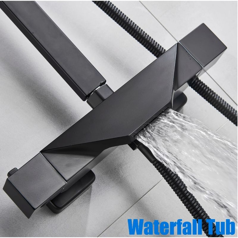Casa si Gradina - Sanitare - Cazi si cabine de dus - Coloane si seturi de dus - Baterie dus, Blackswan, Tip M80.2 Termostat, model negru mat, dimensiune 20 cm - Infinity.ro