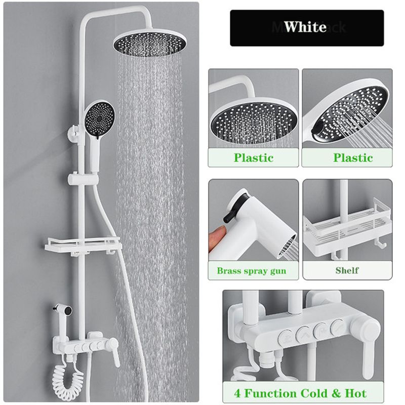 Casa si Gradina - Sanitare - Cazi si cabine de dus - Coloane si seturi de dus - Coloana dus, Blackswan, Tip M209, model alb, cu 4 cai si dus cu presiune, dimensiune 116 cm - Infinity.ro