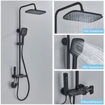 Casa si Gradina - Sanitare - Cazi si cabine de dus - Coloane si seturi de dus - Coloana dus, Blackswan, Tip M166, model negru ajustabil, cu pipa ascunsa si dus cu presiune, dimensiune 120 cm - Infinity.ro