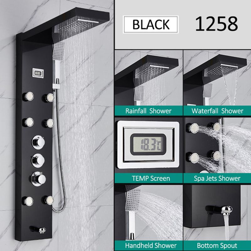 Casa si Gradina - Sanitare - Cazi si cabine de dus - Coloane si seturi de dus - Panel dus, Blackswan, Tip M1258 model negru cu LED, afisaj digital, pipa si functii SPA, dimensiune 121 cm - Infinity.ro