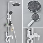 Casa si Gradina - Sanitare - Cazi si cabine de dus - Coloane si seturi de dus - Coloana dus, Blackswan, Tip M209, model alb, cu 4 cai si dus cu presiune, dimensiune 116 cm - Infinity.ro