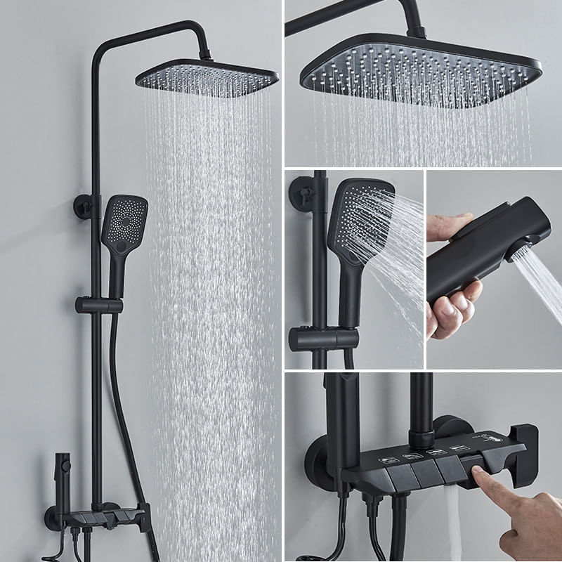 Casa si Gradina - Sanitare - Cazi si cabine de dus - Coloane si seturi de dus - Coloana dus, Blackswan, Tip M166, model negru ajustabil, cu pipa ascunsa si dus cu presiune, dimensiune 120 cm - Infinity.ro