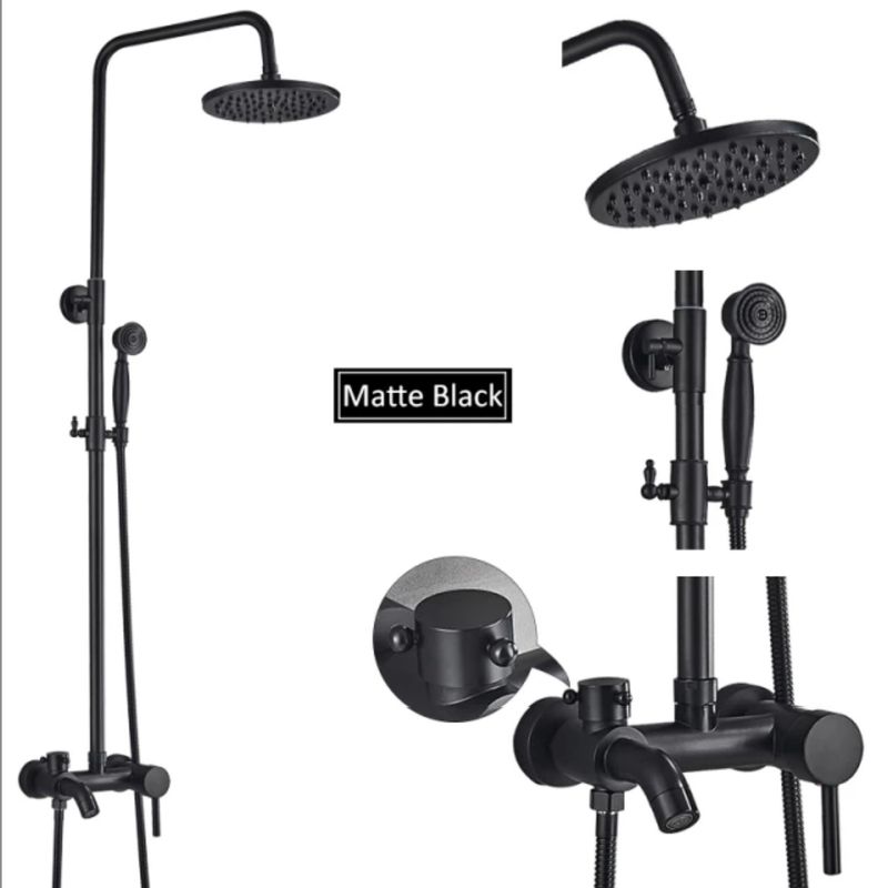 Casa si Gradina - Sanitare - Cazi si cabine de dus - Coloane si seturi de dus - Baterie dus, Blackswan, Tip M68.5, model negru mat, dimensiune 20 cm - Infinity.ro