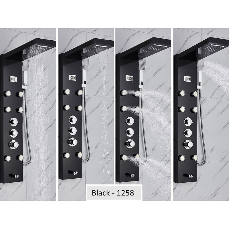 Casa si Gradina - Sanitare - Cazi si cabine de dus - Coloane si seturi de dus - Panel dus, Blackswan, Tip M1258 model negru cu LED, afisaj digital, pipa si functii SPA, dimensiune 121 cm - Infinity.ro
