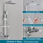 Casa si Gradina - Sanitare - Cazi si cabine de dus - Coloane si seturi de dus - Coloana dus, Blackswan, Tip M204, model crom, cu 4 cai, cu termostat, afisaj LCD si dus cu presiune, dimensiune 116 cm - Infinity.ro