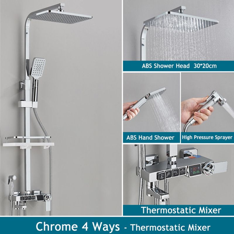 Casa si Gradina - Sanitare - Cazi si cabine de dus - Coloane si seturi de dus - Coloana dus, Blackswan, Tip M204, model crom, cu 4 cai, cu termostat, afisaj LCD si dus cu presiune, dimensiune 116 cm - Infinity.ro