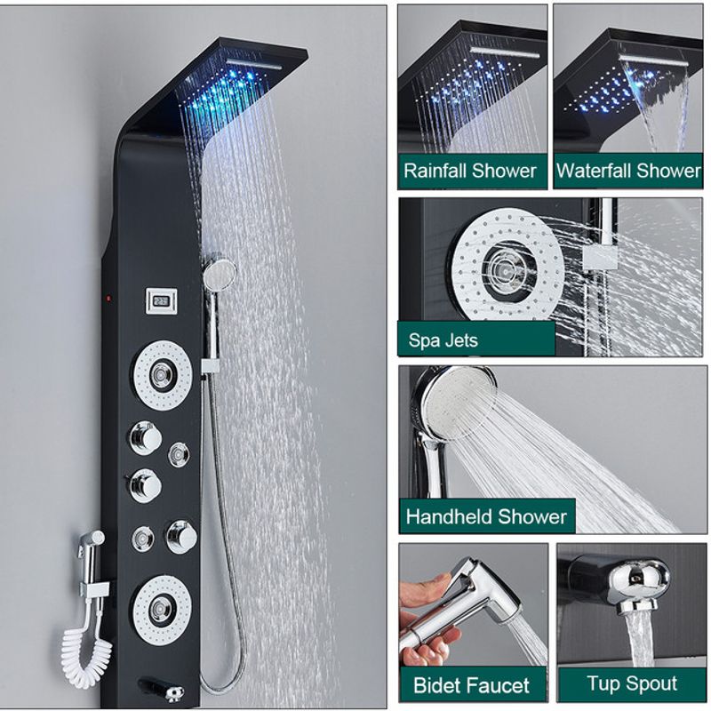 Casa si Gradina - Sanitare - Cazi si cabine de dus - Coloane si seturi de dus - Panel dus, Blackswan, Tip M8006, model negru cu pipa, afisaj digital, LED si functii SPA, dus bideu, dimensiune 128 cm - Infinity.ro