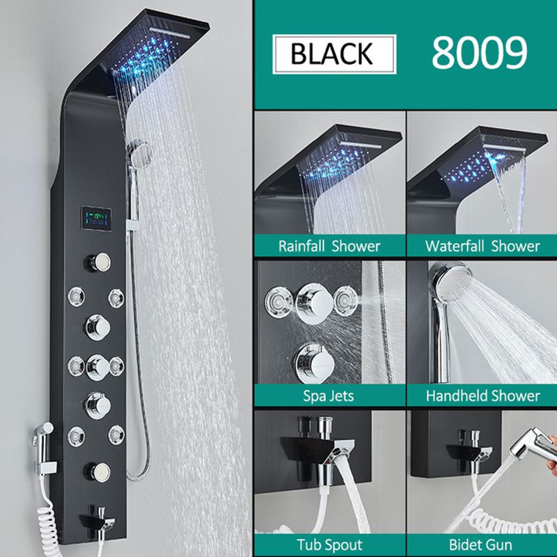 Casa si Gradina - Sanitare - Cazi si cabine de dus - Coloane si seturi de dus - Panel dus, Blackswan, Tip M8009, model negru cu pipa, afisaj digital, dus bideu, LED si functii SPA, dimensiune 128 cm - Infinity.ro
