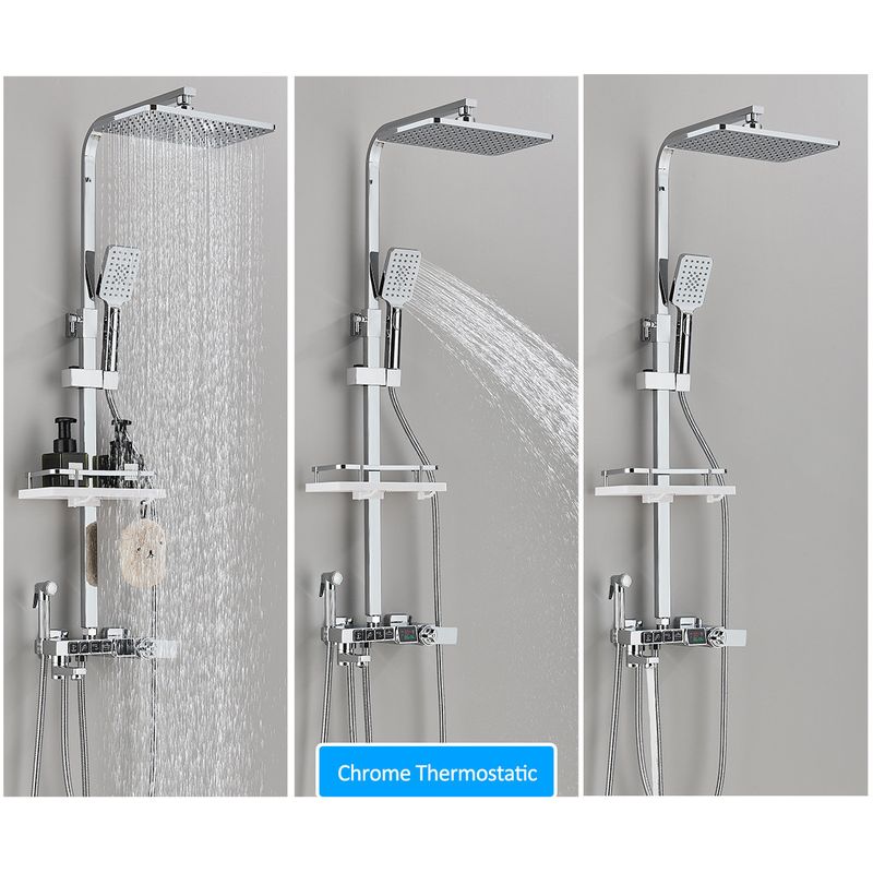 Casa si Gradina - Sanitare - Cazi si cabine de dus - Coloane si seturi de dus - Coloana dus, Blackswan, Tip M204, model crom, cu 4 cai, cu termostat, afisaj LCD si dus cu presiune, dimensiune 116 cm - Infinity.ro