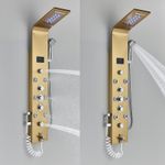 Casa si Gradina - Sanitare - Cazi si cabine de dus - Coloane si seturi de dus - Panel dus, Blackswan, Tip M8009, model auriu cu pipa, afisaj digital, dus bideu, LED si functii SPA, dimensiune 128 cm - Infinity.ro