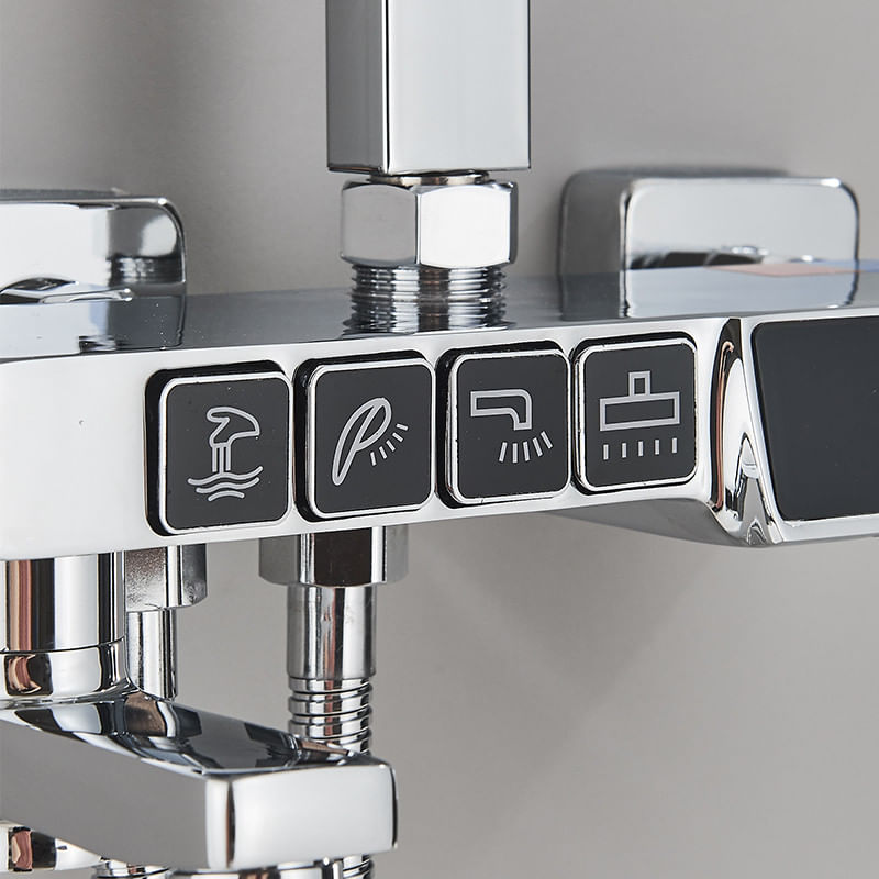 Casa si Gradina - Sanitare - Cazi si cabine de dus - Coloane si seturi de dus - Coloana dus, Blackswan, Tip M204, model crom, cu 4 cai, cu termostat, afisaj LCD si dus cu presiune, dimensiune 116 cm - Infinity.ro