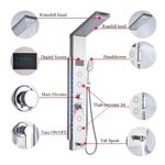 Casa si Gradina - Sanitare - Cazi si cabine de dus - Coloane si seturi de dus - Panel dus, Blackswan, Tip M8003, model nichel cu pipa, afisaj digital, LED si functii SPA, dimensiune 125 cm - Infinity.ro