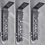 Casa si Gradina - Sanitare - Cazi si cabine de dus - Coloane si seturi de dus - Panel dus, Blackswan, Tip M8009, model negru cu pipa, afisaj digital, dus bideu, LED si functii SPA, dimensiune 128 cm - Infinity.ro