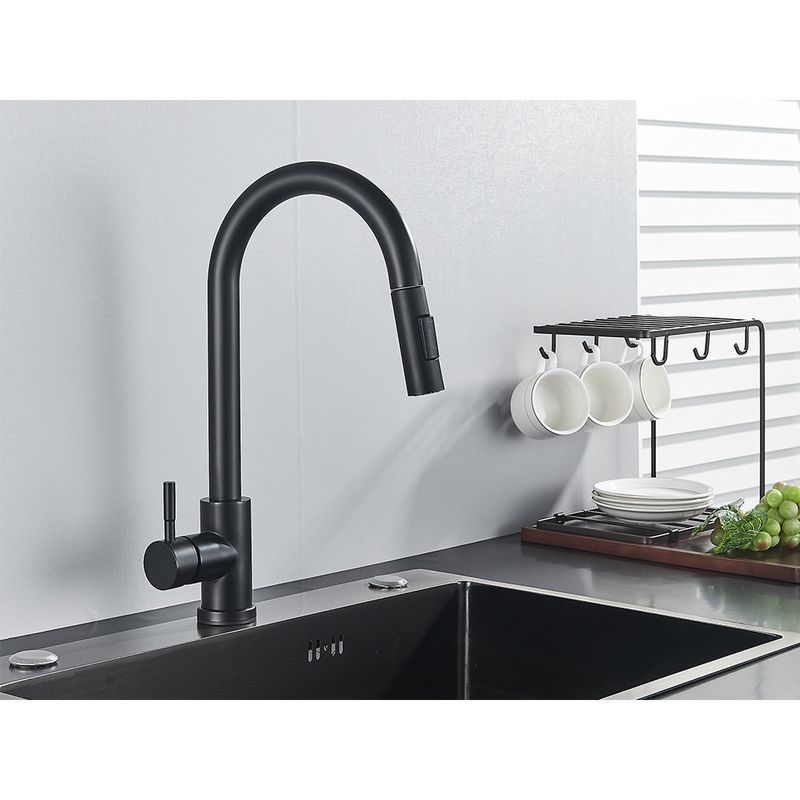 Casa si Gradina - Sanitare - Chiuveta bucatarie si accesorii - Baterii bucatarie - Baterie chiuveta bucatarie, Blackswan, Tip M35, model negru, dimensiune 42 cm - Infinity.ro