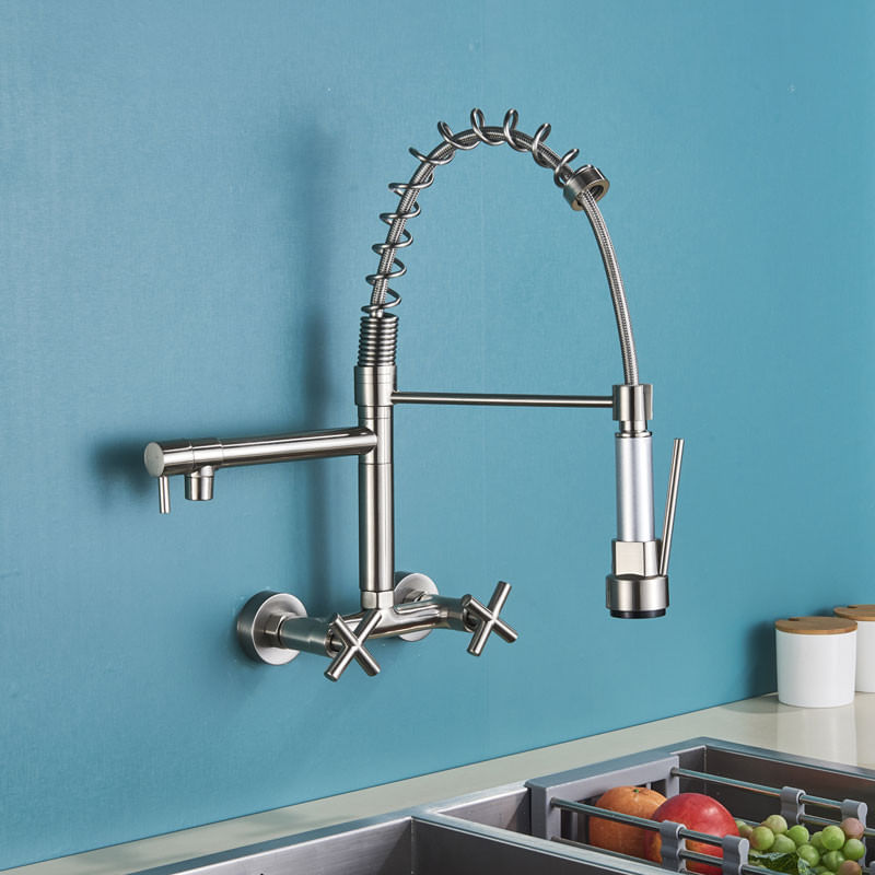 Casa si Gradina - Sanitare - Chiuveta bucatarie si accesorii - Baterii bucatarie - Baterie chiuveta bucatarie, Blackswan, Tip M292, model nichel cu montare pe perere si doua moduri, dimensiune 44 cm - Infinity.ro