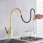 Casa si Gradina - Sanitare - Chiuveta bucatarie si accesorii - Baterii bucatarie - Baterie chiuveta bucatarie, Blackswan, Tip M196, cu doua moduri si buton pauza, model auriu mat, dimensiune 46 cm - Infinity.ro