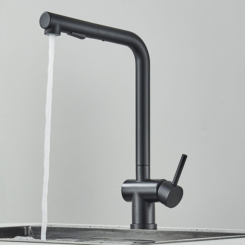 Casa si Gradina - Sanitare - Chiuveta bucatarie si accesorii - Baterii bucatarie - Baterie chiuveta bucatarie, Blackswan, Tip M303, cu 2 moduri si dus extractabil, model negru mat, dimensiune 31 cm - Infinity.ro