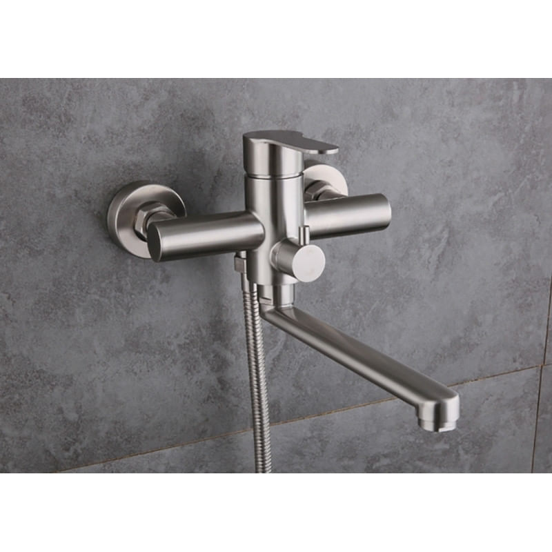 Casa si Gradina - Sanitare - Chiuveta bucatarie si accesorii - Baterii bucatarie - Baterie chiuveta bucatarie, Blackswan, Tip M336, model nichel cu montare pe perete si dus, dimensiune 23 cm - Infinity.ro