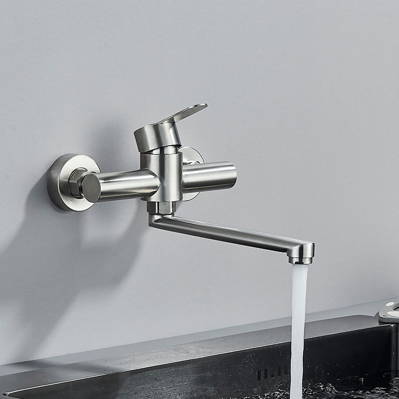 Casa si Gradina - Sanitare - Chiuveta bucatarie si accesorii - Baterii bucatarie - Baterie chiuveta bucatarie, Blackswan, Tip M334, model nichel cu montare pe perete, dimensiune 23 cm - Infinity.ro