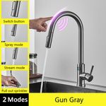 Casa si Gradina - Sanitare - Chiuveta bucatarie si accesorii - Baterii bucatarie - Baterie chiuveta bucatarie, Blackswan, Tip M279, cu senzor, afisaj LCD si 2 moduri, model gri antracit, dimensiune 44 cm - Infinity.ro