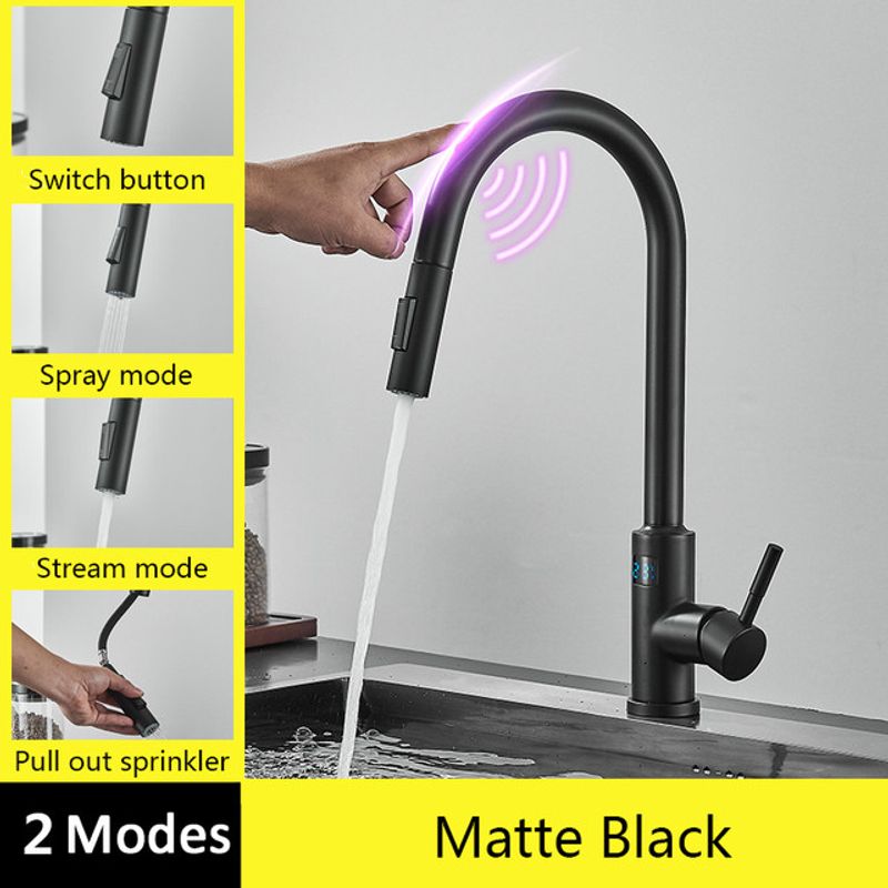 Casa si Gradina - Sanitare - Chiuveta bucatarie si accesorii - Baterii bucatarie - Baterie chiuveta bucatarie, Blackswan, Tip M275, cu senzor, afisaj LCD si 2 moduri, model negru, dimensiune 44 cm - Infinity.ro