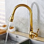 Casa si Gradina - Sanitare - Chiuveta bucatarie si accesorii - Baterii bucatarie - Baterie chiuveta bucatarie, Blackswan, Tip M205, cu doua moduri, model auriu, dimensiune 42 cm - Infinity.ro