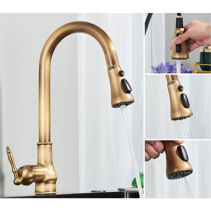 Casa si Gradina - Sanitare - Chiuveta bucatarie si accesorii - Baterii bucatarie - Baterie chiuveta bucatarie, Blackswan, Tip M235 cu 3 moduri, model bronz antichizat, dimensiune 40 cm - Infinity.ro