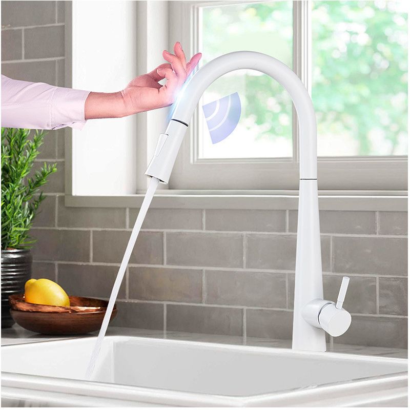 Casa si Gradina - Sanitare - Chiuveta bucatarie si accesorii - Baterii bucatarie - Baterie chiuveta bucatarie, Blackswan, Tip M23 cu senzor, model alb, dimensiune 43.5 cm - Infinity.ro