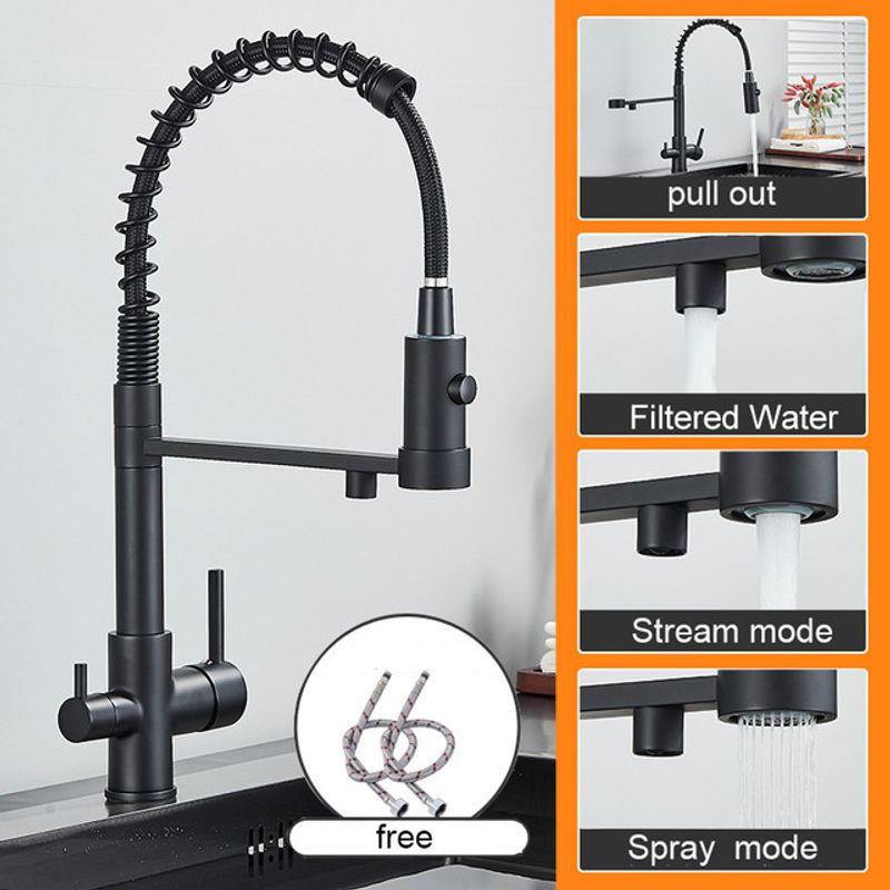 Casa si Gradina - Sanitare - Chiuveta bucatarie si accesorii - Baterii bucatarie - Baterie chiuveta bucatarie, Blackswan, Tip M248, model negru cu iesire pentru apa purificata, dimensiune 48 cm - Infinity.ro