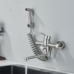Casa si Gradina - Sanitare - Chiuveta bucatarie si accesorii - Baterii bucatarie - Baterie chiuveta bucatarie, Blackswan, Tip M335, model nichel cu montare pe perete si dus cu presiune, dimensiune 23 cm - Infinity.ro