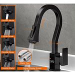 Casa si Gradina - Sanitare - Chiuveta bucatarie si accesorii - Baterii bucatarie - Baterie chiuveta bucatarie, Blackswan, Tip M315, model negru mat cu afisaj LCD si 4 moduri, dimensiune 45 cm - Infinity.ro