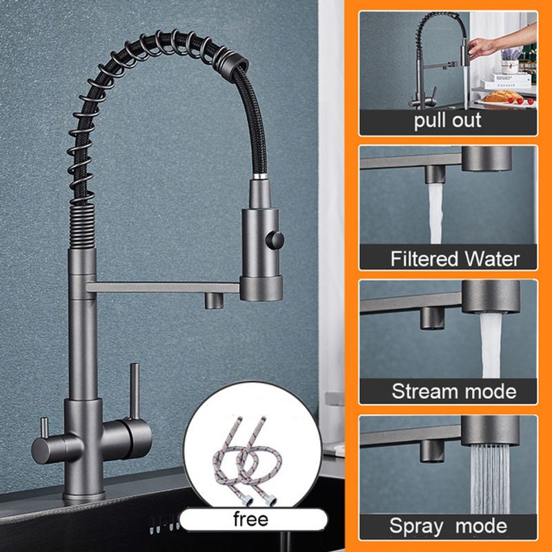 Casa si Gradina - Sanitare - Chiuveta bucatarie si accesorii - Baterii bucatarie - Baterie chiuveta bucatarie, Blackswan, Tip M251, model gri antracit cu iesire pentru apa purificata, dimensiune 48 cm - Infinity.ro