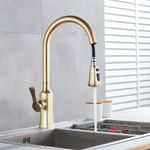 Casa si Gradina - Sanitare - Chiuveta bucatarie si accesorii - Baterii bucatarie - Baterie chiuveta bucatarie, Blackswan, Tip M196, cu doua moduri si buton pauza, model auriu mat, dimensiune 46 cm - Infinity.ro